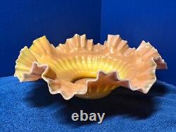 Light Pink/Yellow Art Glass 10 Antique Bride's Basket Vintage Center Bowl (6)