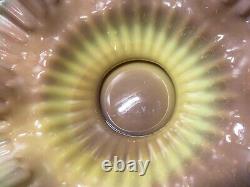 Light Pink/Yellow Art Glass 10 Antique Bride's Basket Vintage Center Bowl (6)