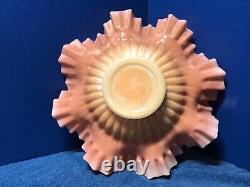 Light Pink/Yellow Art Glass 10 Antique Bride's Basket Vintage Center Bowl (6)