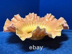 Light Pink/Yellow Art Glass 10 Antique Bride's Basket Vintage Center Bowl (6)