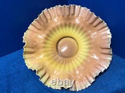 Light Pink/Yellow Art Glass 10 Antique Bride's Basket Vintage Center Bowl (6)