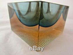 Light blue & pink faceted Murano art glass bowl by Alessandro Mandruzzato, Italy