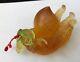 Liu-Li Liuli Chinese Green Pink Pate De Verre Art Glass Fig Fruit Paperweight