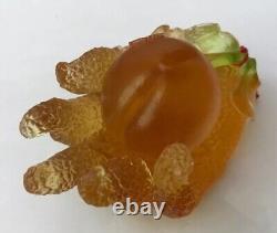 Liu-Li Liuli Chinese Green Pink Pate De Verre Art Glass Fig Fruit Paperweight