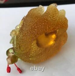 Liu-Li Liuli Chinese Green Pink Pate De Verre Art Glass Fig Fruit Paperweight