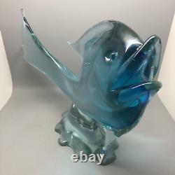 Livio Seguso Alexandrite Murano Pink & Blue Sommerso Art Glass Fish Sculpture