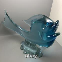 Livio Seguso Alexandrite Murano Pink & Blue Sommerso Art Glass Fish Sculpture