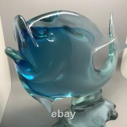 Livio Seguso Alexandrite Murano Pink & Blue Sommerso Art Glass Fish Sculpture