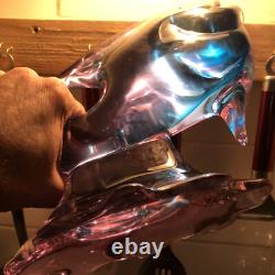 Livio Seguso Alexandrite Murano Pink & Blue Sommerso Art Glass Fish Sculpture