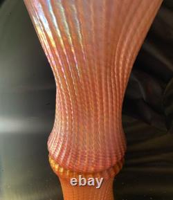 Loetz Art Nouveau Iridescent Glass Vase Pink/Gold Rippled Form Bohemian