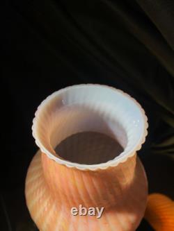 Loetz Art Nouveau Iridescent Glass Vase Pink/Gold Rippled Form Bohemian