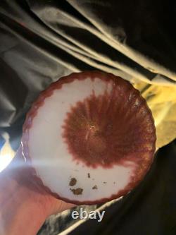 Loetz Art Nouveau Iridescent Glass Vase Pink/Gold Rippled Form Bohemian