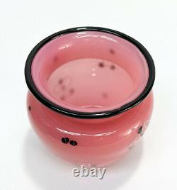Loetz Austria Pink Art Glass Vase by Michael Powolny, Enamel Florals