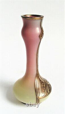 Loetz Kralik Austria Overlay Pink Opalescent Uranium Art Nouveau Glass Vase 1900