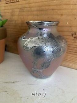 Loetz Kralik Silberiris Glatt Glass Vase Art Nouveau iridescent glass & Silver