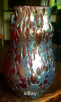 Loetz Pink Candia Diaspora Irredescent Art Glass Vase