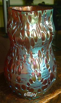 Loetz Pink Candia Diaspora Irredescent Art Glass Vase