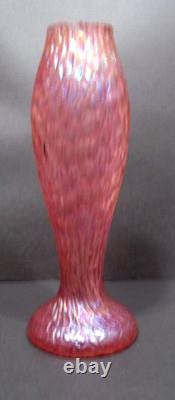 Loetz Pink Ruby Red Diaspora Art Glass Vase / Art Nouveau Period 1900 1915