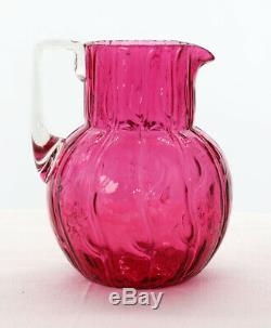 Loetz cranberry Creta Neptune pitcher (color called Rosa), ca 1905 12121