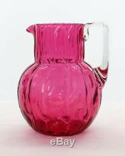 Loetz cranberry Creta Neptune pitcher (color called Rosa), ca 1905 12121