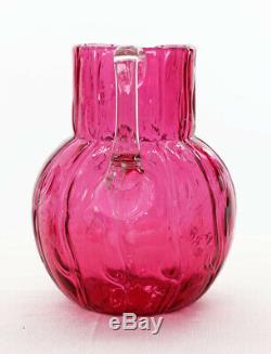 Loetz cranberry Creta Neptune pitcher (color called Rosa), ca 1905 12121