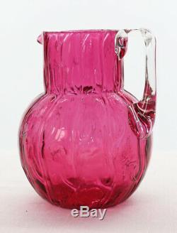 Loetz cranberry Creta Neptune pitcher (color called Rosa), ca 1905 12121