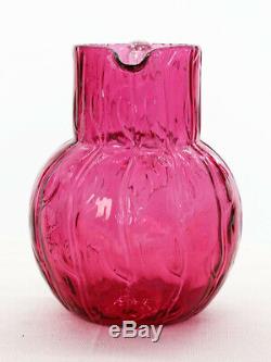 Loetz cranberry Creta Neptune pitcher (color called Rosa), ca 1905 12121