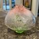Loren Chapman Hand Blown Art Glass Vase Pink /Clear /Green With Bubbles Signed