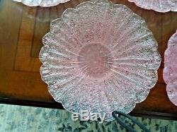 Lot 16 Pieces FRATELLI TOSO Murano Italy OVERSHOT Shell Bowls & Plates PINK Set