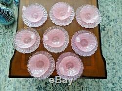 Lot 16 Pieces FRATELLI TOSO Murano Italy OVERSHOT Shell Bowls & Plates PINK Set