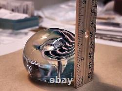 Lot Of 3 Vintage Signed Art Glass Paperweights-Pink Flower, Pink & Teal, Fritch