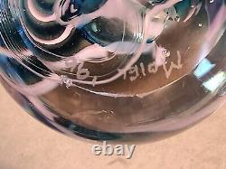 Lot Of 3 Vintage Signed Art Glass Paperweights-Pink Flower, Pink & Teal, Fritch