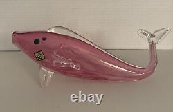Lovely 14 Hand blown Art Glass By CZECH CHRIBSKA GLASSWORKS Pink Fish Whale