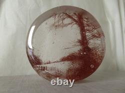 Lovely Helen Slater Contemporary Studio Art Glass Pinkish Mix with Trees Signed