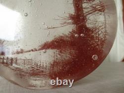 Lovely Helen Slater Contemporary Studio Art Glass Pinkish Mix with Trees Signed