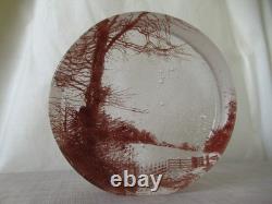 Lovely Helen Slater Contemporary Studio Art Glass Pinkish Mix with Trees Signed