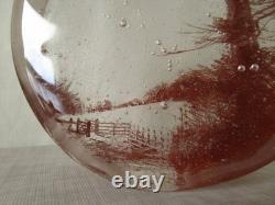 Lovely Helen Slater Contemporary Studio Art Glass Pinkish Mix with Trees Signed