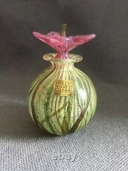 Lovely Isle of Wight Studio glass scent bottle with flower stopper Signed 2007