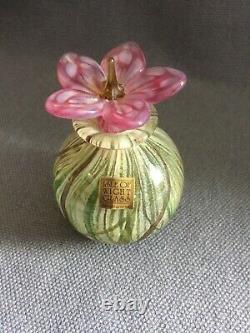Lovely Isle of Wight Studio glass scent bottle with flower stopper Signed 2007