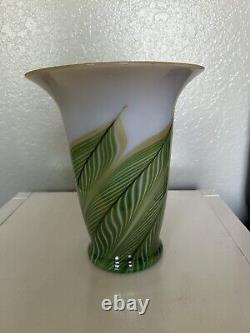 Lundberg Studios Art Glass Pulled Feather Vase 10 Inches Tall. Produced In 1997