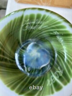 Lundberg Studios Art Glass Pulled Feather Vase 10 Inches Tall. Produced In 1997