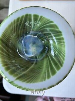 Lundberg Studios Art Glass Pulled Feather Vase 10 Inches Tall. Produced In 1997
