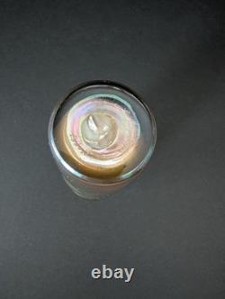 Lundberg Studios Iridescent Art Glass Vase 7 H Gold & Pink Signed 2002 Vintage
