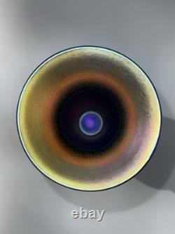 Lundberg Studios Iridescent Swirl Art Glass Van Gogh Evening Star Sky Vase 1999