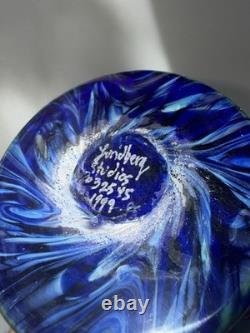 Lundberg Studios Iridescent Swirl Art Glass Van Gogh Evening Star Sky Vase 1999