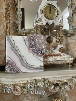 Luxury Wedding Gift Stand Up Painting White Pink Crystal Wall Art Home Decor