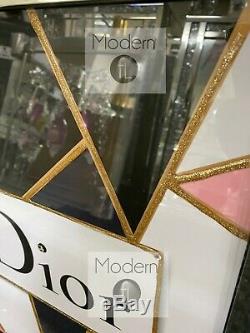 Luxury designer geometric gold and pink picture in mirrored frame, Liquid Art