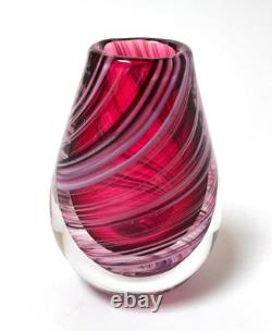 Lynden Over New Zealand Studio Art Glass Small Reed Vase Pink Signed 2012