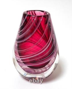 Lynden Over New Zealand Studio Art Glass Small Reed Vase Pink Signed 2012
