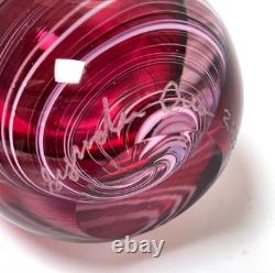 Lynden Over New Zealand Studio Art Glass Small Reed Vase Pink Signed 2012